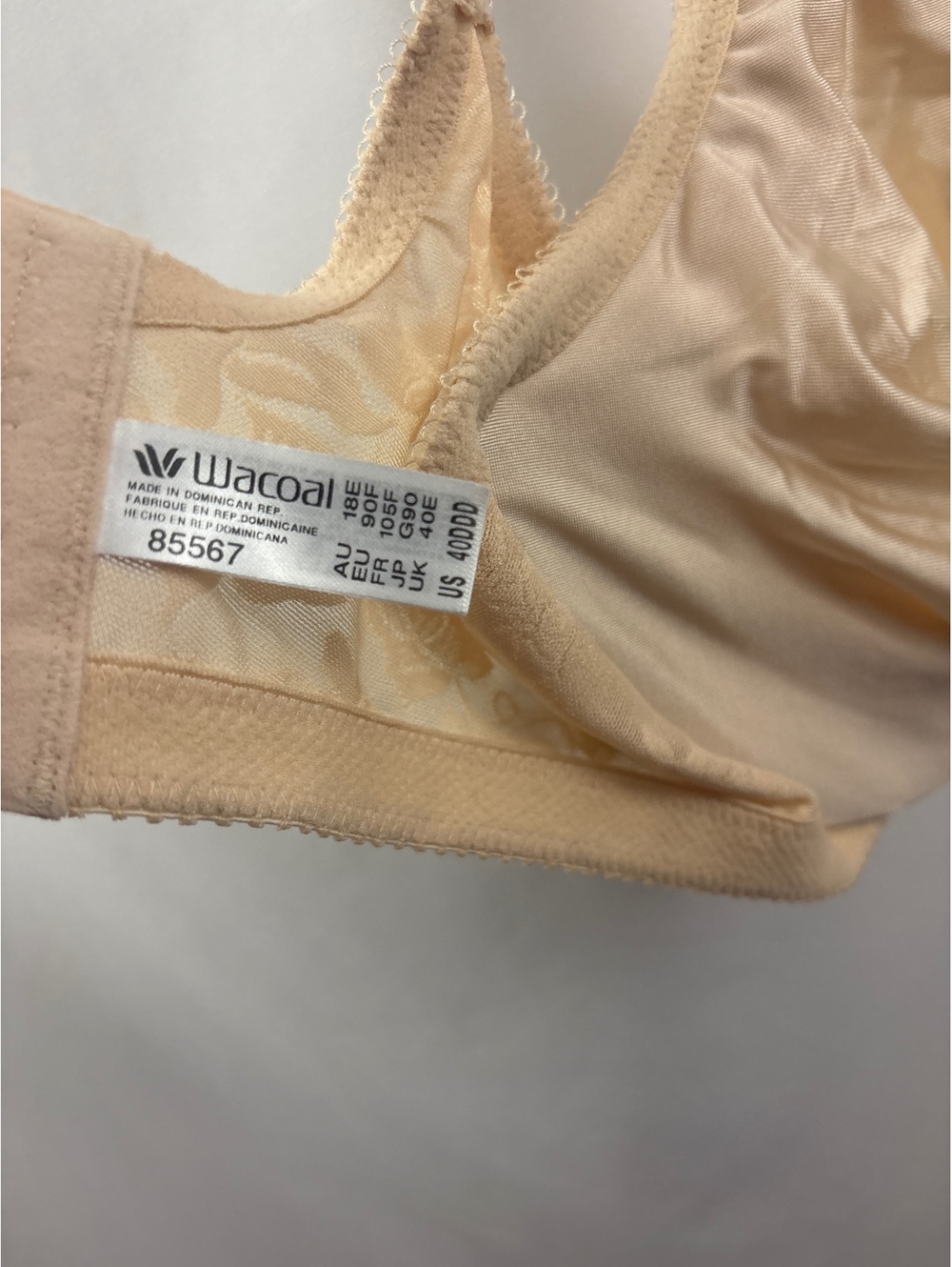 Wacoal Bra Size 40DDD Awareness Seamless Solid Beige Underwire 85567 Lace Detail - Picture 6 of 7